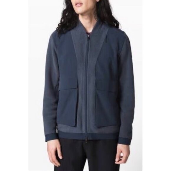 Lululemon Men’s Lab Siffra Hybrid Bomber Jacket Merino Wool Blend Fleece L - Picture 1 of 10